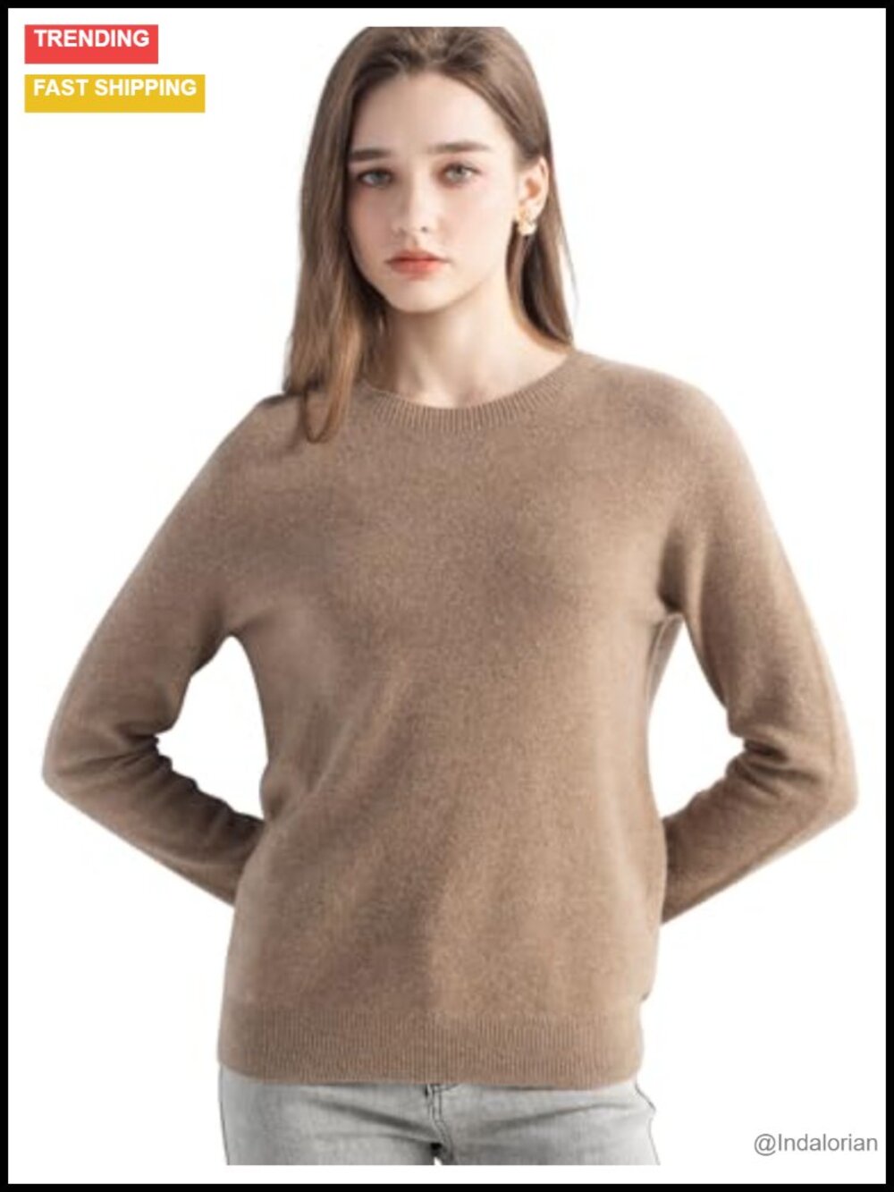 100% Merino Wool Seamless Crewneck Knit Sweater Long Sleeve Pullover